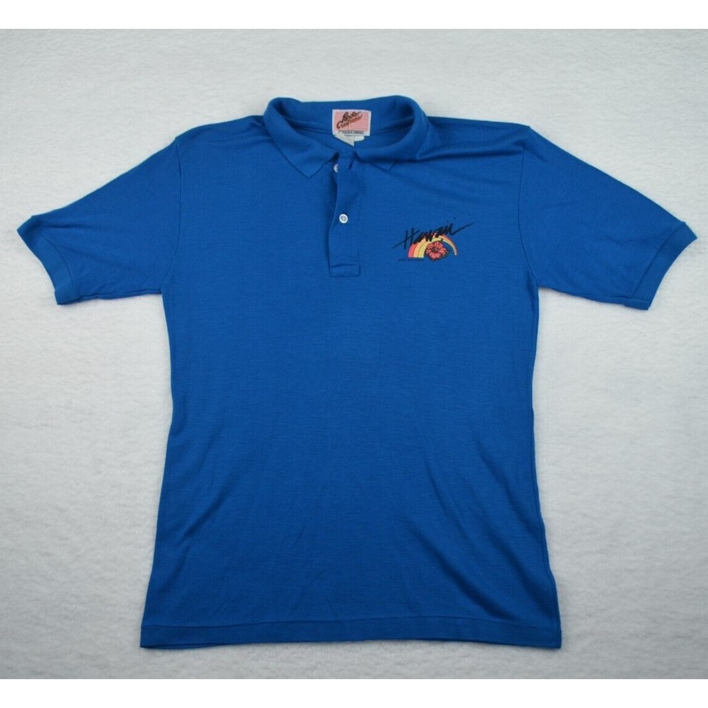 PACIFIC CREATIONS 1985 HAWAII‎ MEN'S Sz M Blue Polo Shirt